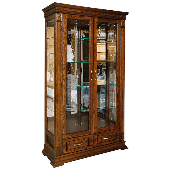 Шкаф с витриной «Верди Люкс 2з» П487.21з, Цвет: Черешня