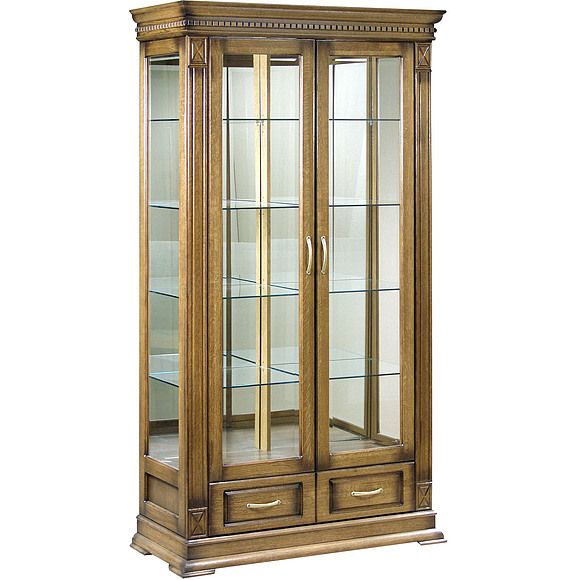 Шкаф с витриной «Верди Люкс 2з» П487.21з, Цвет: Дуб рустикаль с патинированием