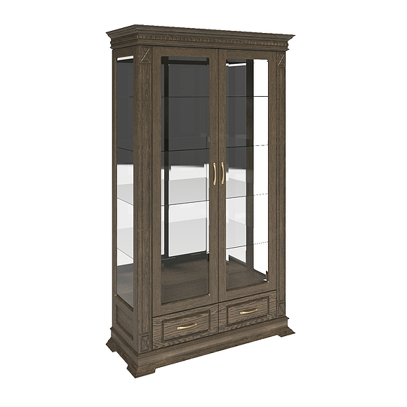 Шкаф с витриной «Верди Люкс 2з» П487.21з, Цвет: Табак