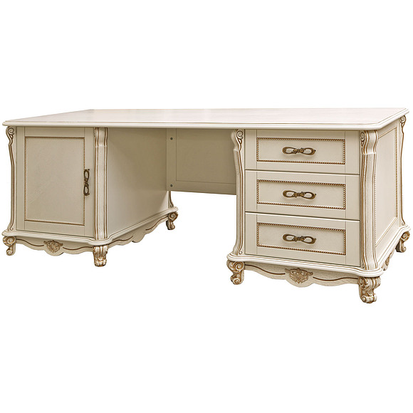 Стол письменный «Алези» П395.04, Цвет: Слоновая кость с золочением