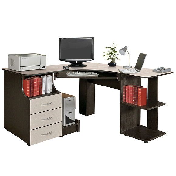 Стол для компьютера «Формат» П010.02, Материал: ДСП ламинированная, Цвет: Венге+дуб Беловежский (stol_komp_format_p010_02-2.jpg) Стол для компьютера «Формат» П010.02, Материал: ДСП ламинированная, Цвет: Венге+дуб Беловежский