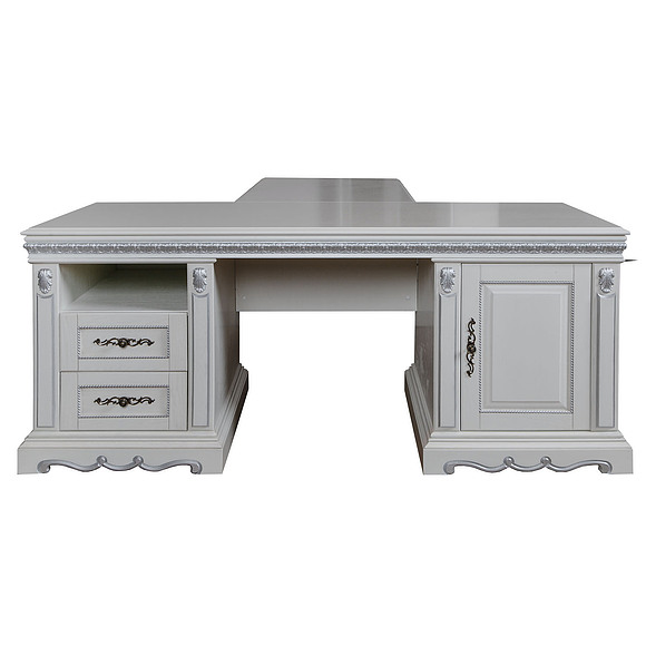 Стол «Милана 2П» П396.02, Цвет: Слоновая кость с серебром