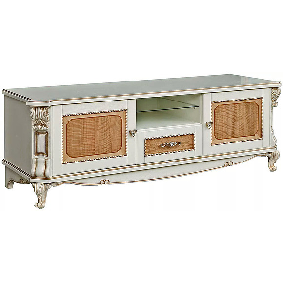 Тумба «Альба ТВ2с» П485.02с, Цвет: Слоновая кость с золочением