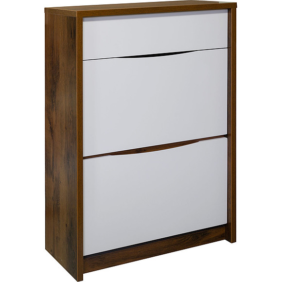 Тумба для обуви «Монако» П542.08, Цвет: Дуб Саттер+Белый глянец, Механизм трансформации: без механизма