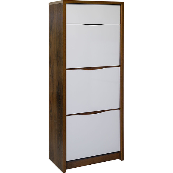 Тумба для обуви «Монако» П542.09, Цвет: Дуб Саттер+Белый глянец, Механизм трансформации: без механизма