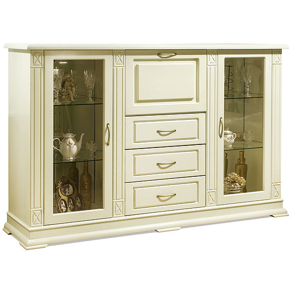 Шкаф «Верди Люкс 3/2з» П487.12з, Цвет: Слоновая кость (tumba_kombinir_verdi_3-2z_p487_12z_slon_kost.jpg) Шкаф «Верди Люкс 3/2з» П487.12з, Цвет: Слоновая кость