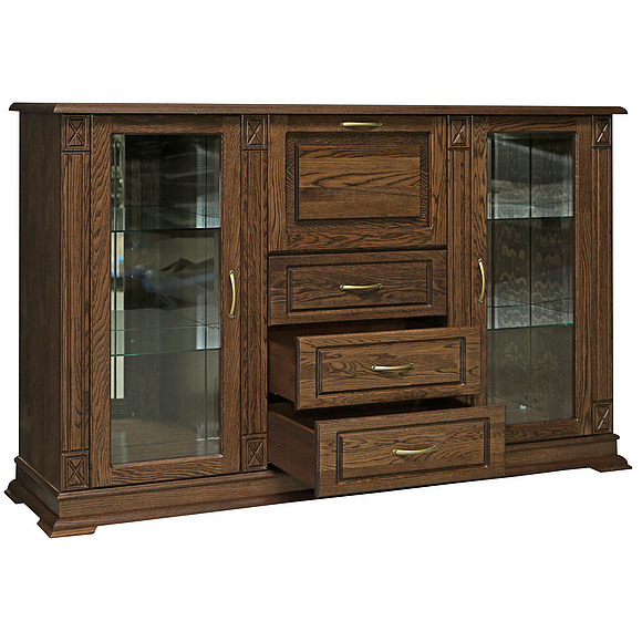 Шкаф «Верди Люкс 3/2з» П487.12з, Цвет: Табак (tumba_kombinir_verdi_3-2z_p487_12z_tabak.jpg) Шкаф «Верди Люкс 3/2з» П487.12з, Цвет: Табак