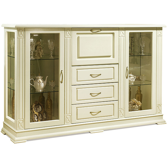 Шкаф комбинированный «Верди Люкс 3/3з» П487.13з, Цвет: Слоновая кость (tumba_kombinir_verdi_3-3z_p487_13z_slon_kost.jpg) Шкаф комбинированный «Верди Люкс 3/3з» П487.13з, Цвет: Слоновая кость