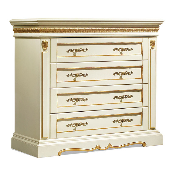 Комод «Милана 11с» П294.11с, Цвет: Слоновая кость с золочением