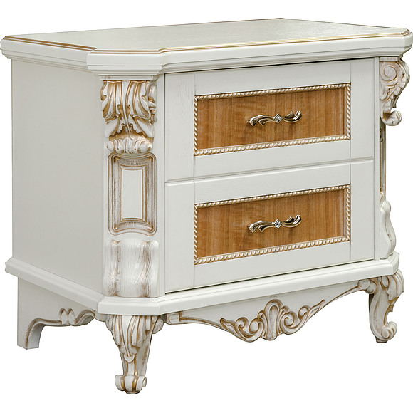 Тумба прикроватная «Альба 03с» П524.03с, Цвет: Слоновая кость с золочением