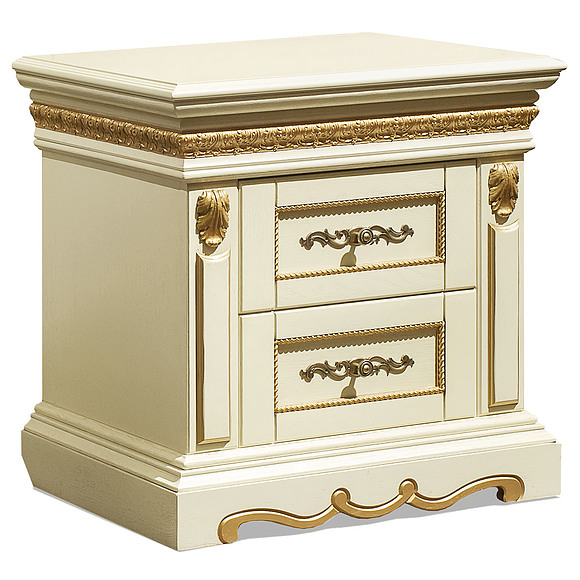 Тумба прикроватная «Милана 03с» П294.03с, Цвет: Слоновая кость с золочением