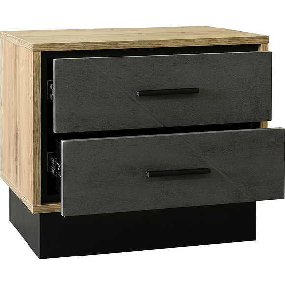Тумба прикроватная «Лайн» П620.04, Цвет: Камень серый/Дуб вотан/Чёрный