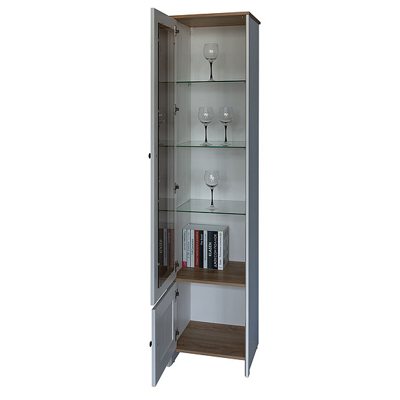 Шкаф с витриной «Parma» (Парма) П050.101, Цвет: сосна рандерс + дуб кантри золотой