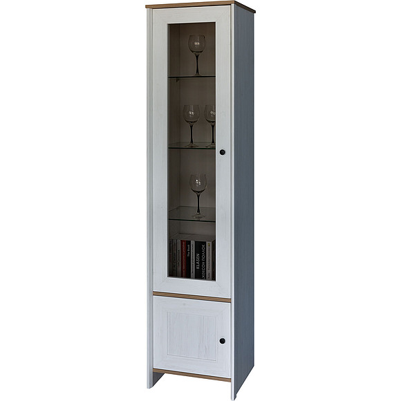 Шкаф с витриной «Parma» (Парма) П050.101, Цвет: сосна рандерс + дуб кантри золотой