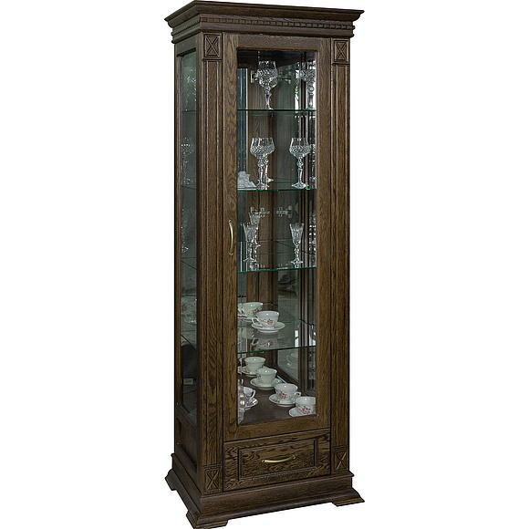 Шкаф с витриной «Верди Люкс 1з» П487.11з, Цвет: Табак