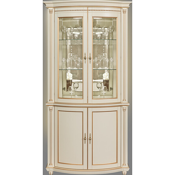 Шкаф с витриной «Валенсия 2з» П244.15, Цвет: Античная темпера с золотом