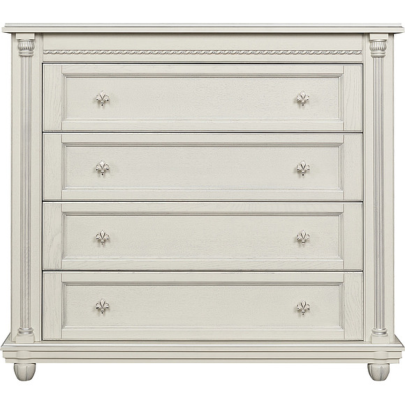 Комод «Валенсия Д» П568.30, Материал: массив дуба, Цвет: Слоновая кость с серебром