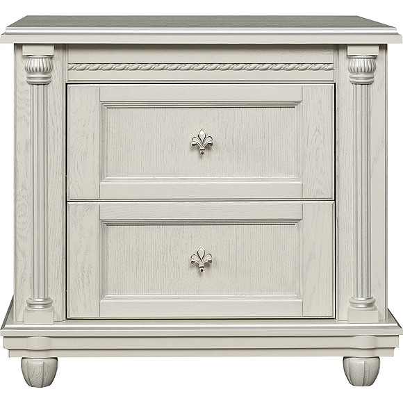 Тумба прикроватная «Валенсия Д» П568.20, Материал: массив дуба, Цвет: Слоновая кость с серебром