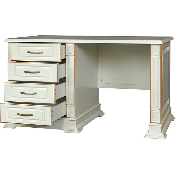 Стол письменный «Верди Люкс 9.1» П432.14-01, Цвет: Слоновая кость с золочением