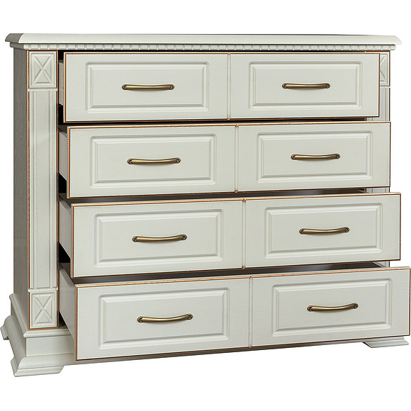 Комод «Верди Люкс» П434.02, Цвет: Слоновая кость с золочением