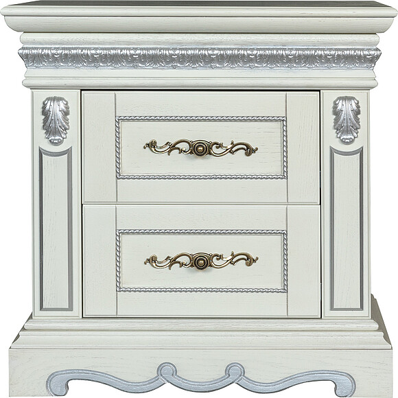 Тумба прикроватная «Милана 03с» П294.03с, Цвет: Слоновая кость с серебром