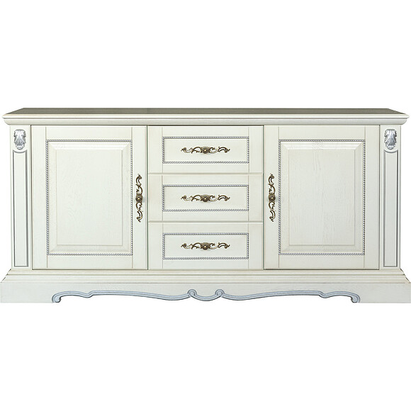 Тумба «Милана 3» П396.18, Цвет: Слоновая кость с серебром