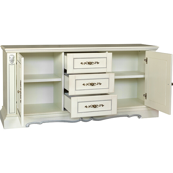 Тумба «Милана 3» П396.18, Цвет: Слоновая кость с серебром