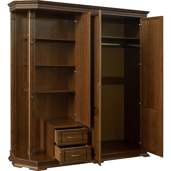 Шкаф комбинированный для прихожей «Верди Люкс 1» П433.01, Цвет: Черешня с золочением