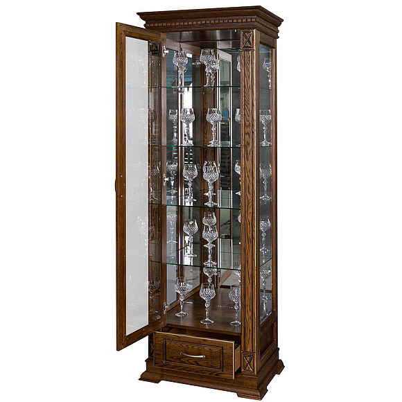 Шкаф с витриной «Верди Люкс 1з» П487.11з-01, Цвет: Черешня с золочением