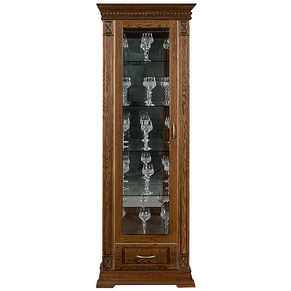 Шкаф с витриной «Верди Люкс 1з» П487.11з-01, Цвет: Черешня с золочением