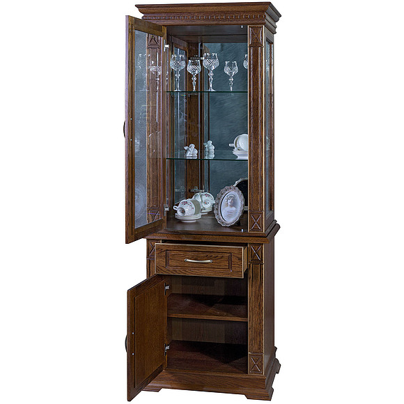 Шкаф комбинированный «Верди Люкс 1з» П487.34-01з, Цвет: Черешня с золочением