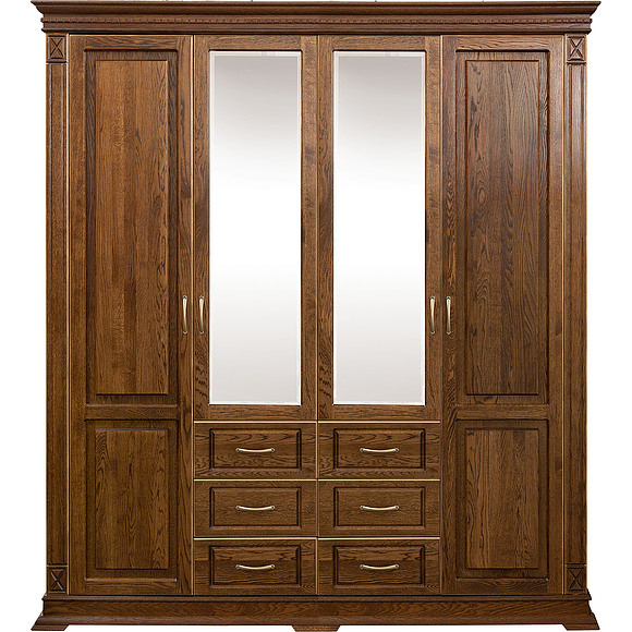 Шкаф «Верди Люкс» П434.01, Цвет: Черешня с золочением