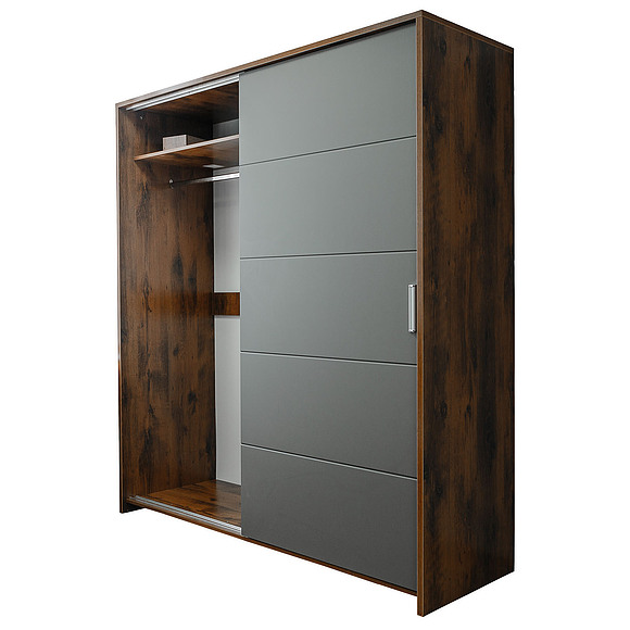 Шкаф-купе для одежды «Монако» П528.20, Цвет: Дуб Саттер+Серый Мокко