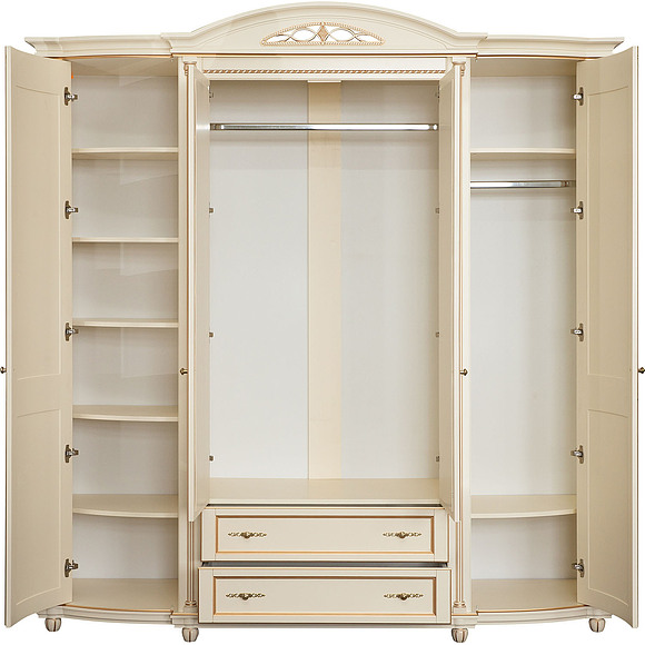 Шкаф для одежды «Валенсия 4» П254.11, Цвет: Античная темпера с золотом