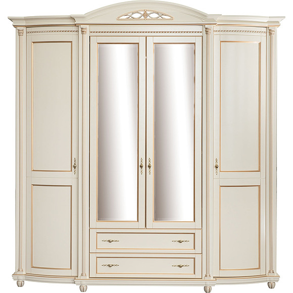Шкаф для одежды «Валенсия 4» П254.11, Цвет: Античная темпера с золотом
