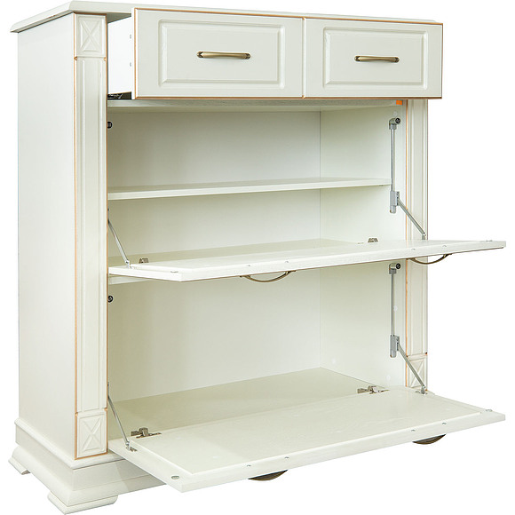 Тумба для обуви «Верди Люкс» П433.21, Цвет: Слоновая кость с золочением