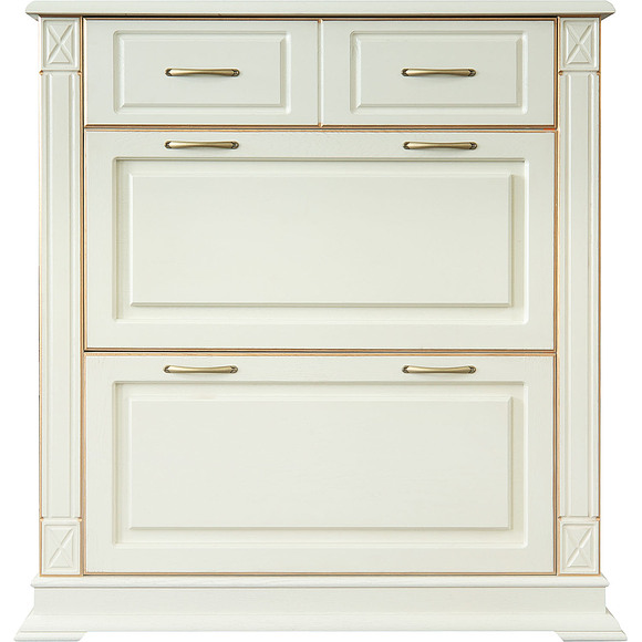 Тумба для обуви «Верди Люкс» П433.21, Цвет: Слоновая кость с золочением