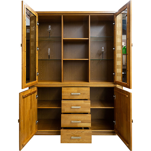 Шкаф комбинированный «Тунис» П343.06Ш, Цвет: дуб рустикаль с золочением