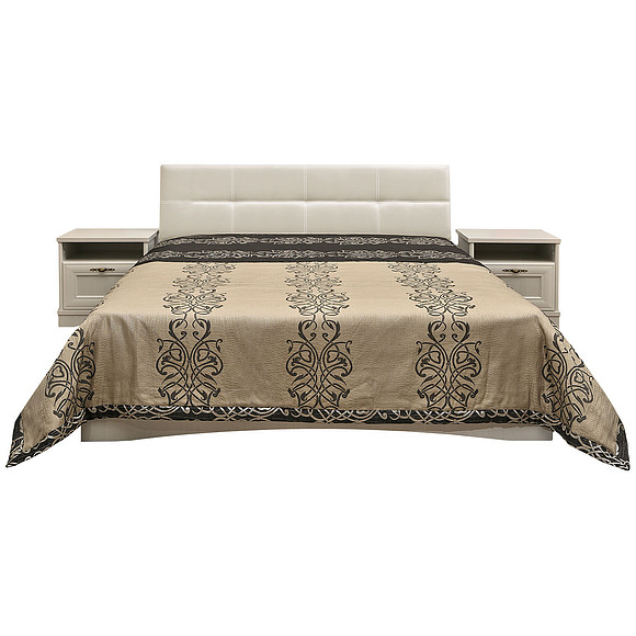 Кровать двойная с мягким изголовьем «Турин», Материал: ЛДСП+МДФ, Цвет: Сосна карелия, Спальное место: 2000х1600 мм, Размер: 2211х1678х898 мм