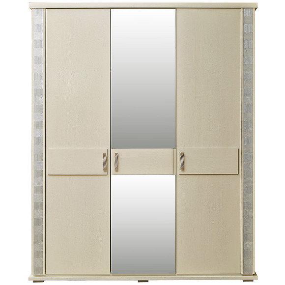 Шкаф для одежды «Тунис» П344.01, Цвет: Слоновая кость с серебром