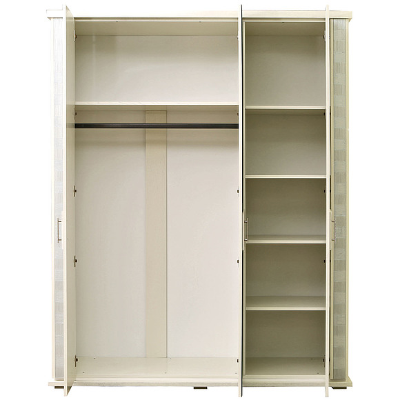 Шкаф для одежды «Тунис» П344.01, Цвет: Слоновая кость с серебром