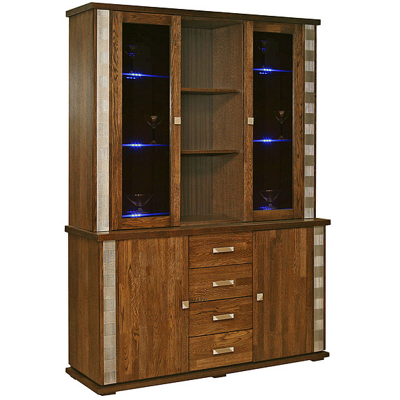 Шкаф комбинированный «Тунис» П343.06Ш, Цвет: Венге+серебро