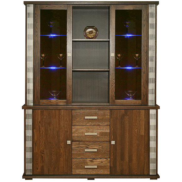 Шкаф комбинированный «Тунис» П343.06Ш, Цвет: Венге+серебро