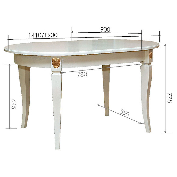 Стол «Милана 10А» П313.08, Цвет: Слоновая кость с золочением
