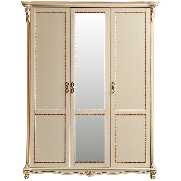 Шкаф 3-х дверный «Алези» П349.01, Цвет: Слоновая кость с золочением