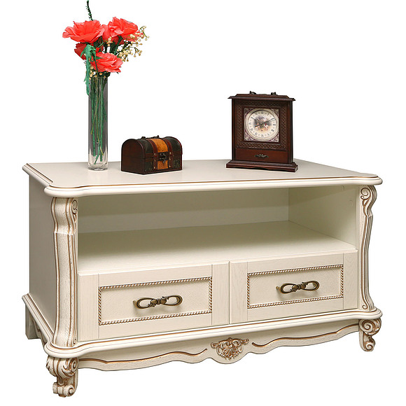 Тумба «Алези ТВ3» П350.17, Цвет: Слоновая кость с золочением