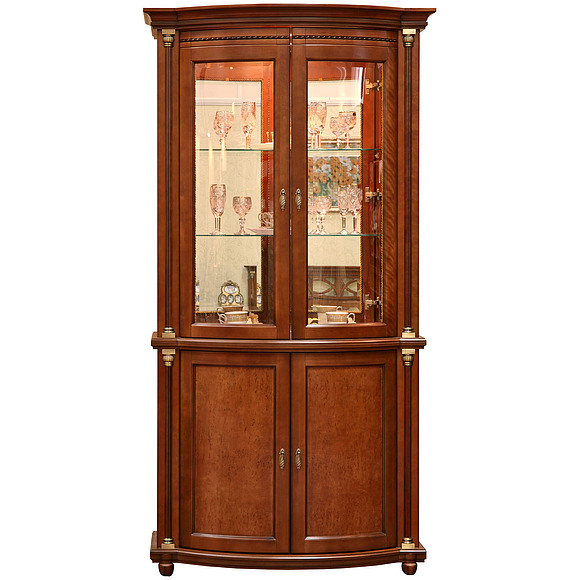 Шкаф с витриной «Валенсия 2з» П244.15, Цвет: Каштан