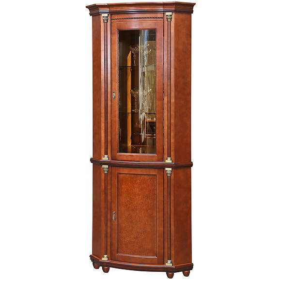 Шкаф с витриной «Валенсия 1уз» П244.13, Цвет: Каштан