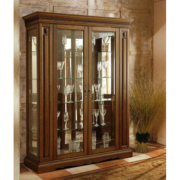 Шкаф с витриной «Милана 5» П265.05, Цвет: Черешня