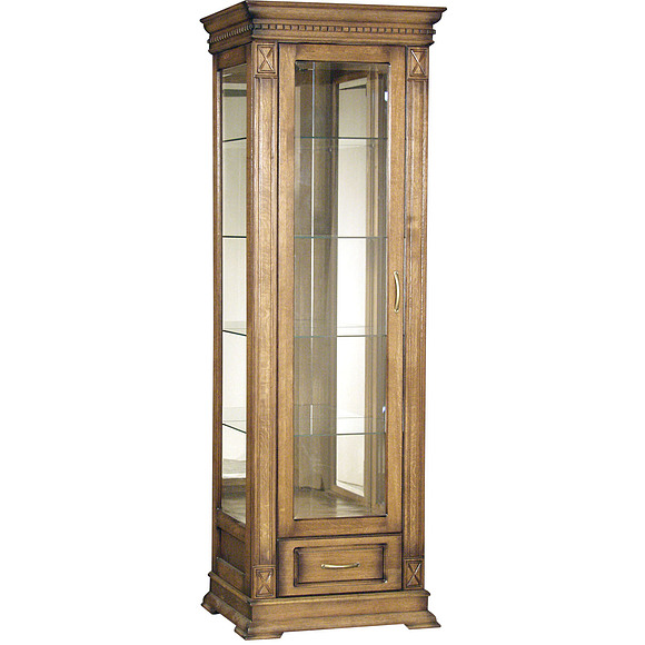 Шкаф с витриной «Верди Люкс 1з» П487.11з-01, Цвет: Дуб рустикаль с патинированием